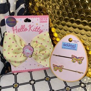 CLAIRE’S HELLO KITTY BOW & SCUNCI BUTTERFLY 2 BOBBY PINS HAIR BUNDLE